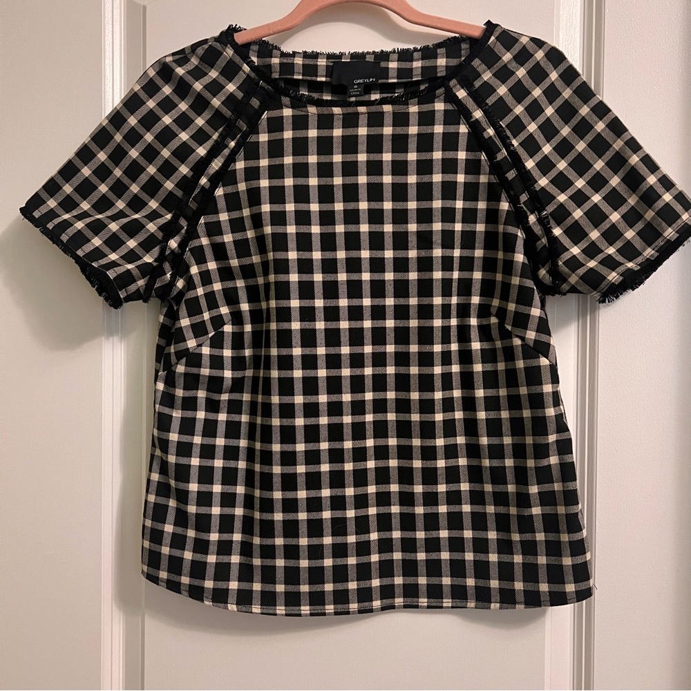 Greylin Collection Black and Cream Checkered Top - sold at Anthropologie